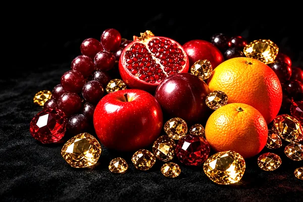 Fruit and gems on black felt illustrating a CroreBet bonus article.