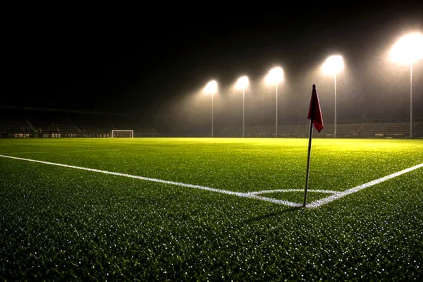 A football pitch at night used on the CroreBet shows page.