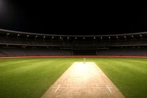 A cricket ground at night on the CroreBet responsible page.