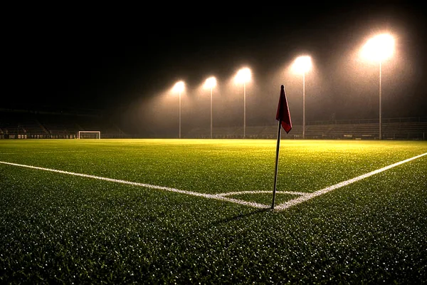 A football pitch at night used on the CroreBet sports page.